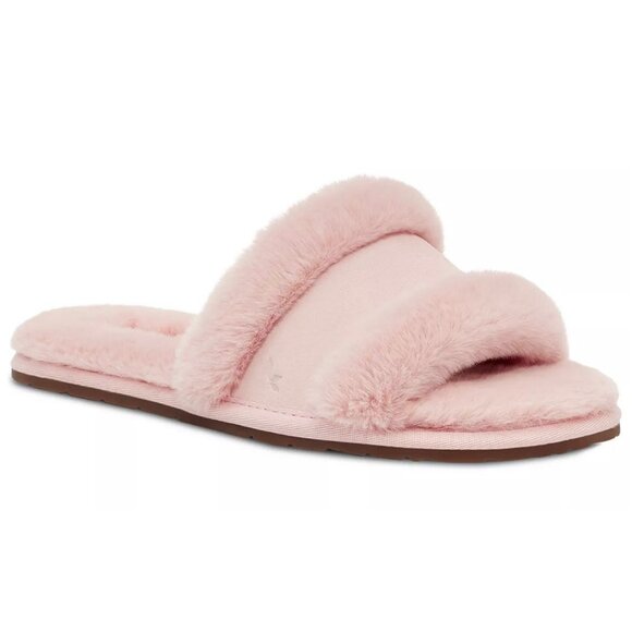 KOOLABURRA BY UGG Women's Milo Peep-Toe Slip On Fur Sandals Peach Whip Pink 6 - Picture 1 of 6
